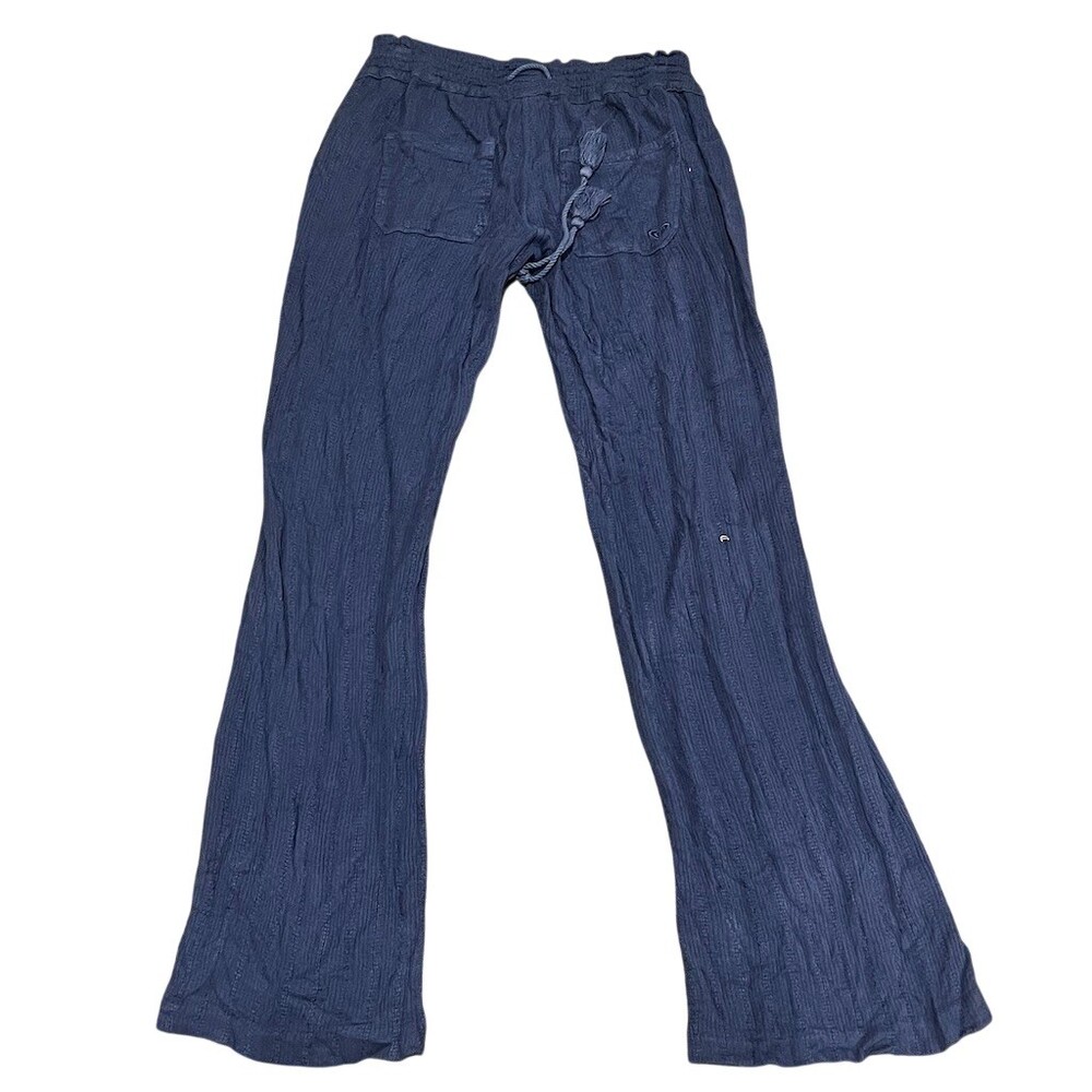 Roxy Womens Wide-Leg Pull-On Pants Size M Navy Blue Textured Pockets - Picture 5 of 8